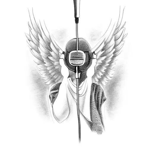 An Angel With Wings Holding A Microphone And Singing
