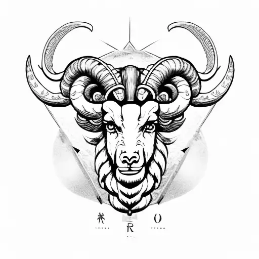 Aries Ram With Zodiac Symbols