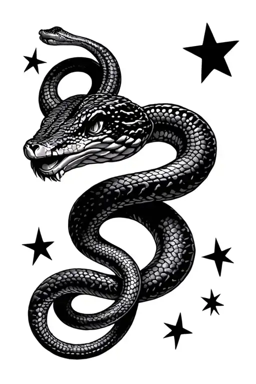 Snake And Stars Surrounding