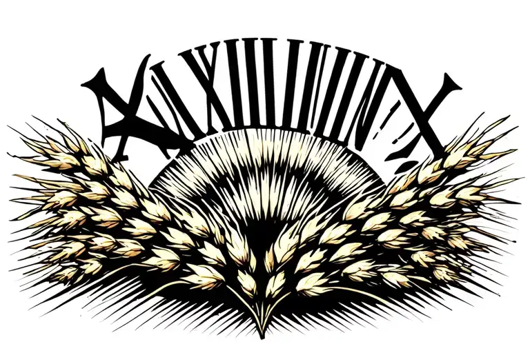 Roman Numerals Of A Date With A Strain Of Wheat Underneath It