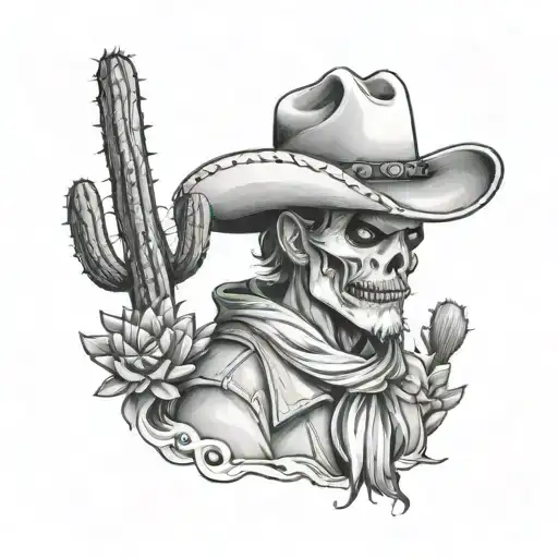 Ghost Cowboy With Cactus