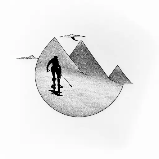 A Mountain Landscape With A Silhouette Of A Biker Riding Towards The Sunset
