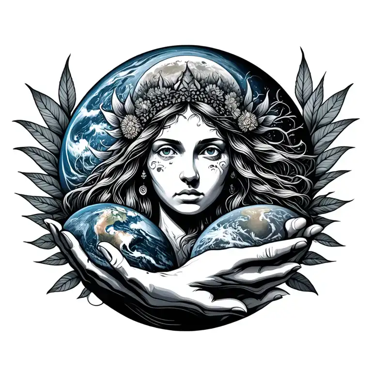 Gaia Holding Earth Psychadelic