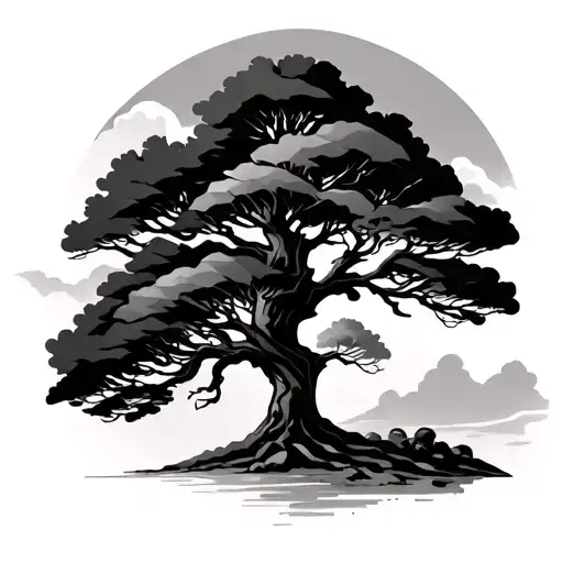 Oak Tree Geometric Realism Style