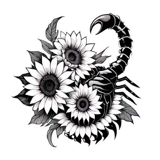 Scorpio And Sunflowers Intertwined