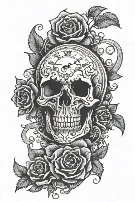 Skull Rose Clock Vine