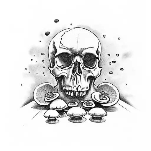 Skull With Mushrooms Growing Out