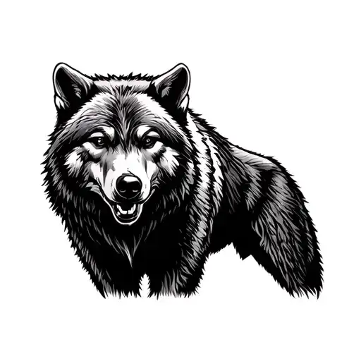 Grizzlly Bear And Wolf