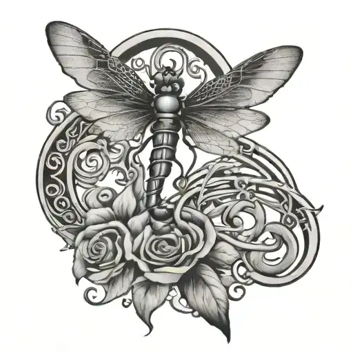 Dragonfly Perched On A Treble Clef Intertwined