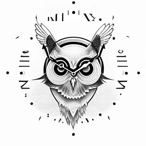 Clock Skull Roses Cross Owl