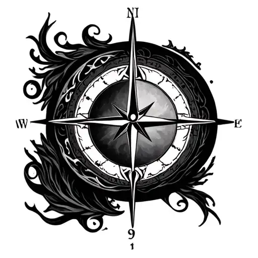 Enso Circle And Compass On Center