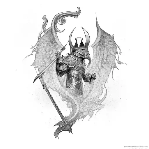 Sleeve Medieval City Scenen With Mythical And Biblical Creatures And Knights Like Bible Grafics