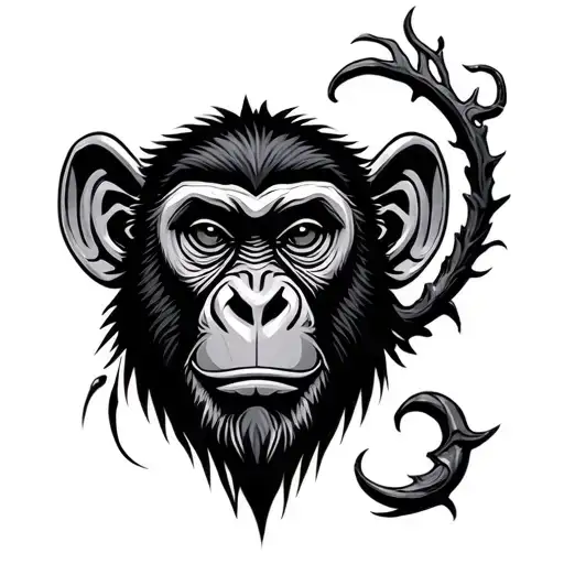 Metal Monkey Zodiac Tatto Design