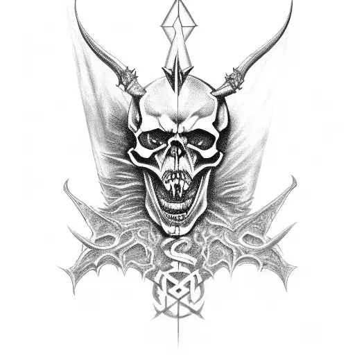 A Satanic Skull With Fangs