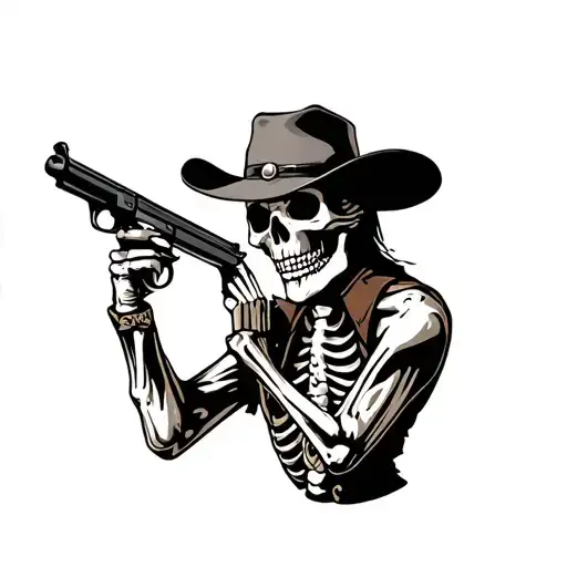 Cowboy Skeleton Holding Lever Action Rifle