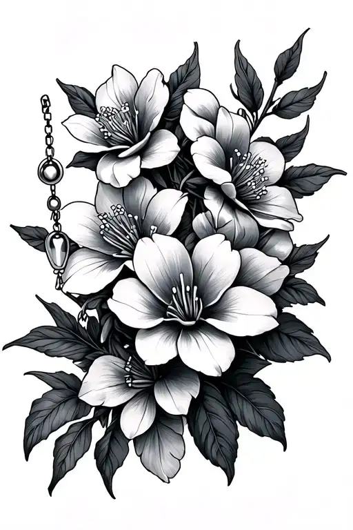 Jasmine Flowers With Rosary Wrapped