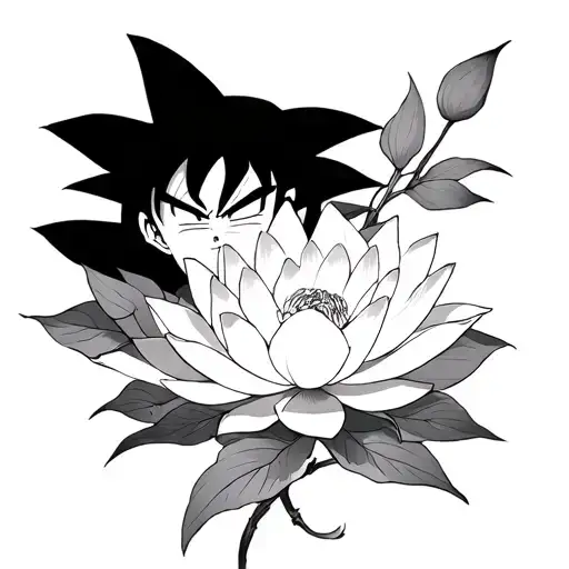 Goku And Lotus Flower Blooming