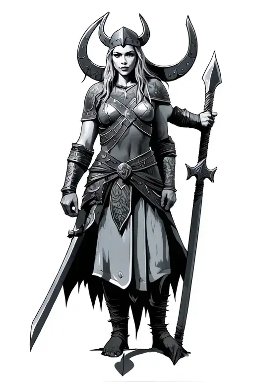 Female Viking Warrior Standing