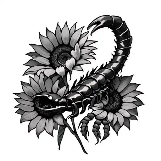 Scorpio And Sunflowers Intertwined