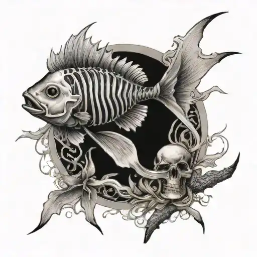 Fish Skeleton On The Background Of The Number 13 Island