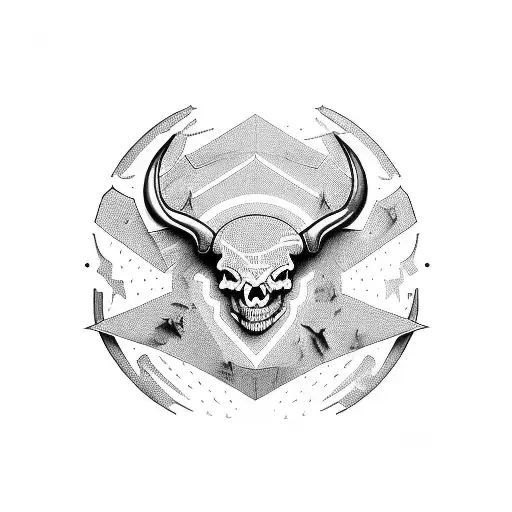 Red Bull Logo Instead Of Sun It's The World With One Bull Skeleton And The Other Normal Black