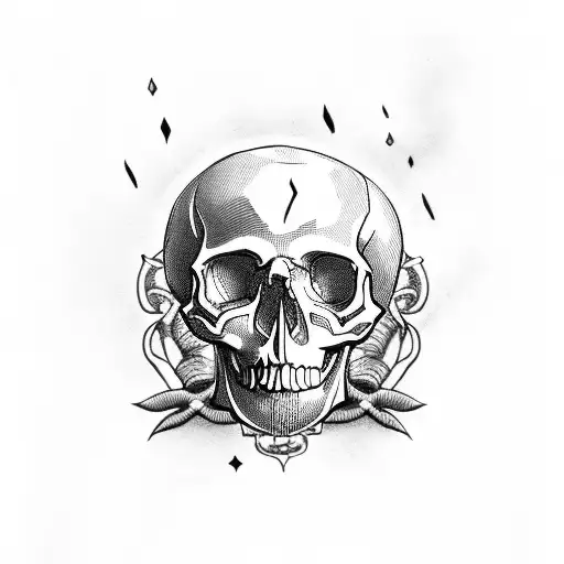 Skull With Memento Mori Words