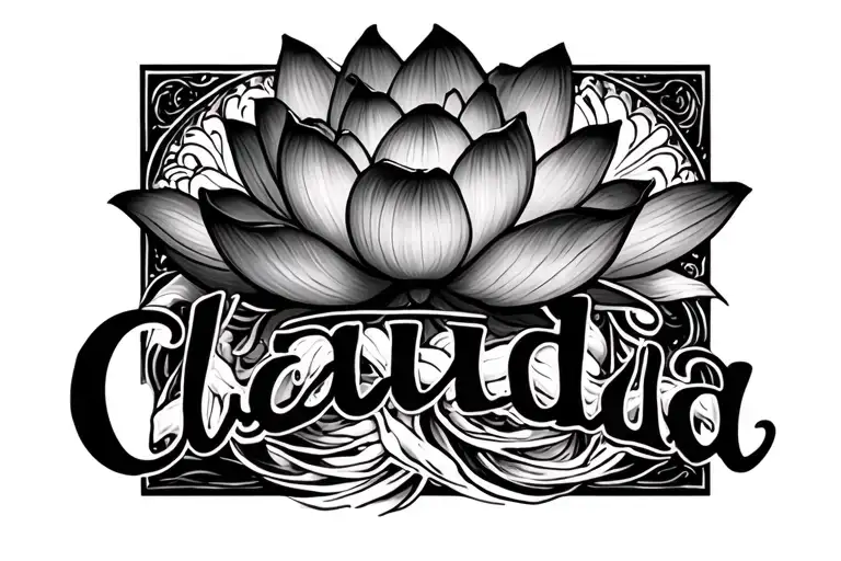 Claudia Name With Lotus Flower