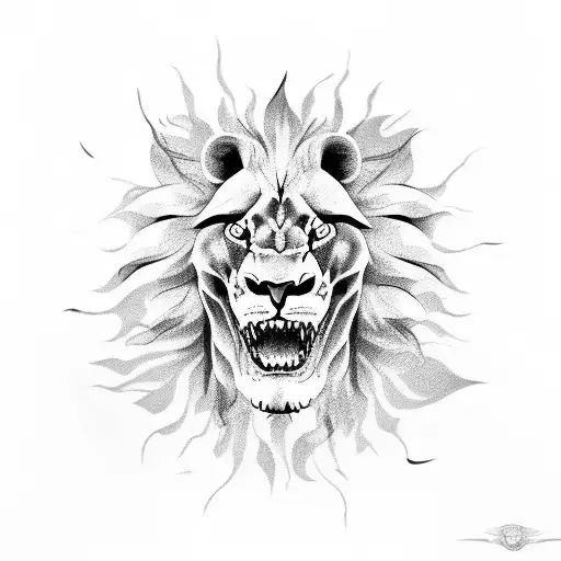 Lion Rose Sun Skull