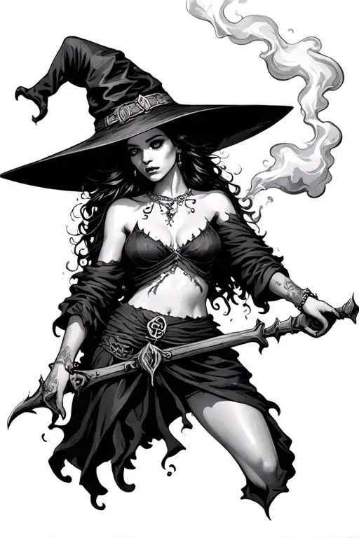 Witch With Smoke Coming From Waist