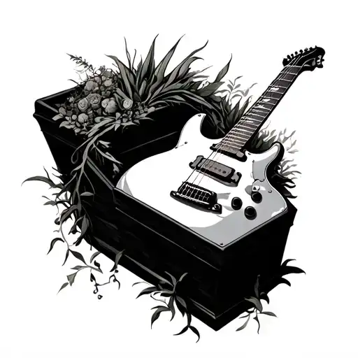 Guitar In A Coffin And Overgrown By Nature