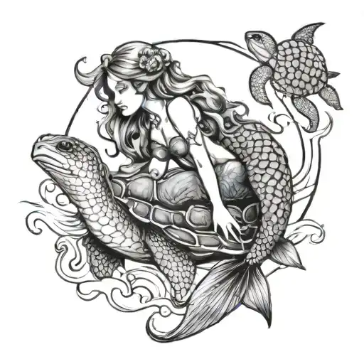 Mermaid And Turtle