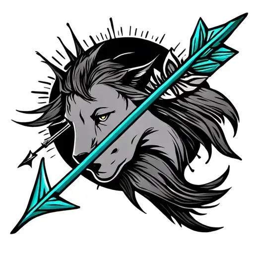 A Sagittarius Arrow With Turquoise Accents