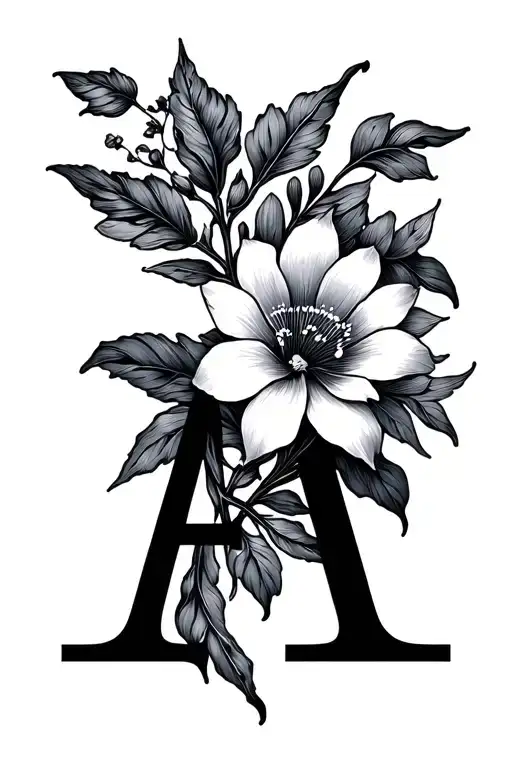 Floral Design With Letter A Minimalist