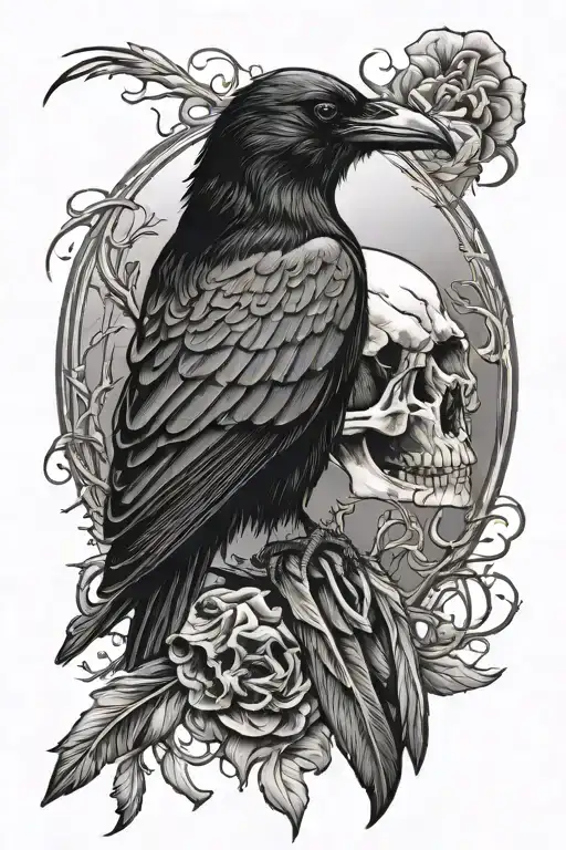 Raven And Animal Skull