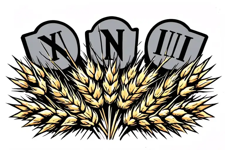 Roman Numerals Of A Date With A Strain Of Wheat Underneath It