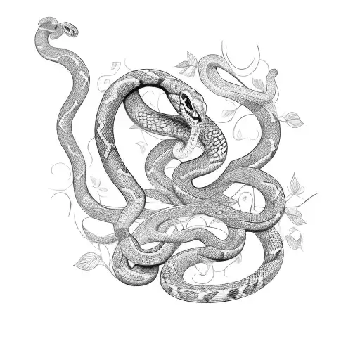 A Snake Coiling Around A Boxing Ring With A Trail Of Flowers And Vines