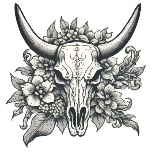 Texas State Longhorn Skull Blue Bonnets Incorporated Into The Design