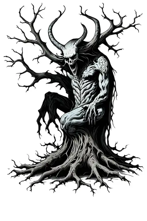 Dead Tree With Demon Holding