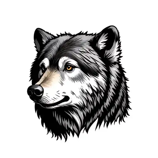 Grizzlly Bear And Wolf Face