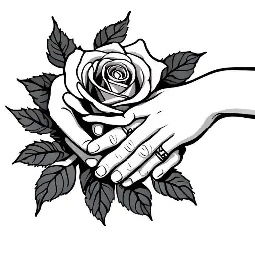 Rose Tribute Tattoo For Mother Holding Hands