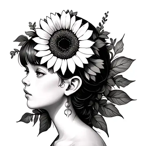 Girl With A Sunflower Headband