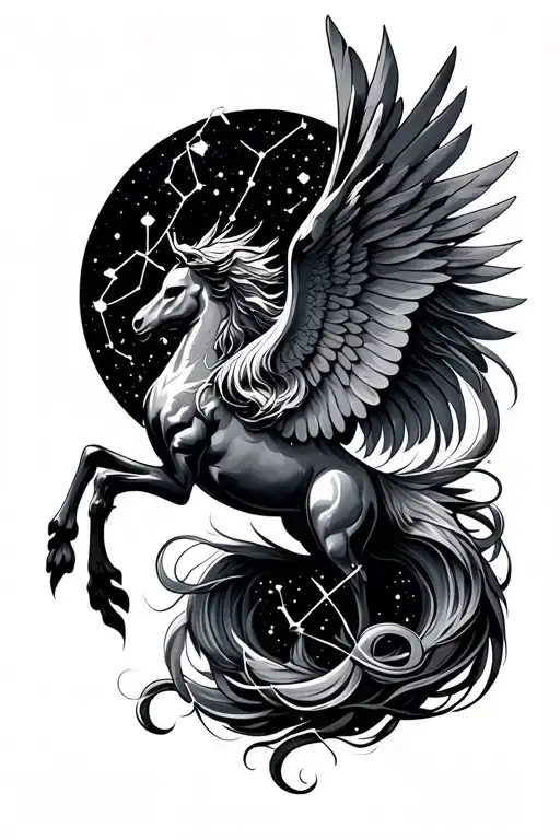 A Long Tattoo With The Sign Of Unconditional Love And Also The Constellation Pegasus