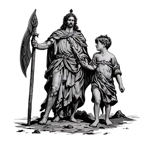 Saint Florian With 2 Kids
