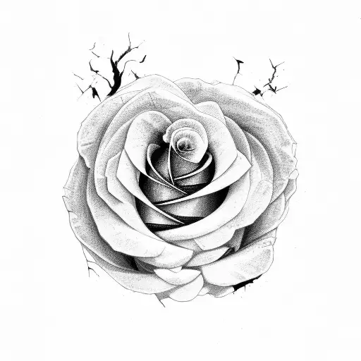 Rose With Black Leaves And Cracks