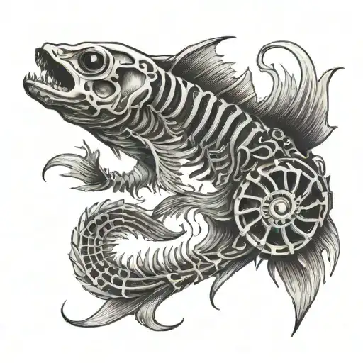 Fish Skeleton In The Form Of The Number Thirteen