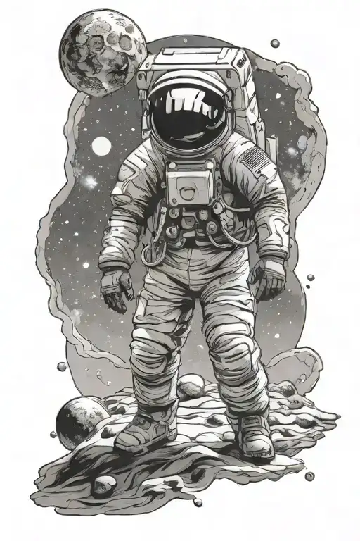 Astronaut Standing On Moon With No Background