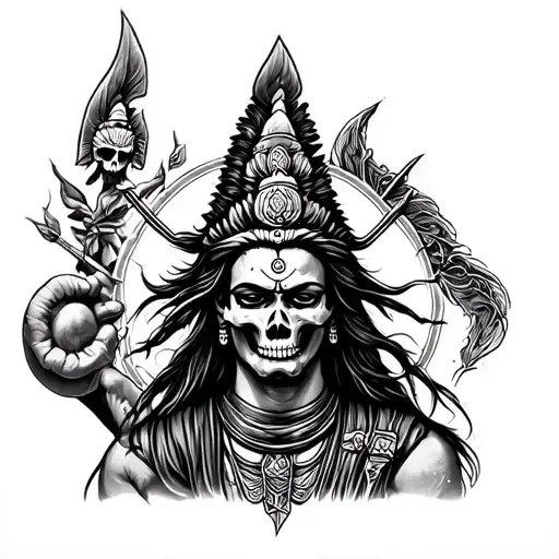 God Shiva Forearm Tattoo Design With Skull And Army