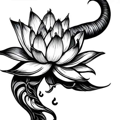 Capricorn Zodiac Symbol Lotus Flower