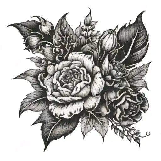 Fire Line Birth Flowers Bouquet July October And April