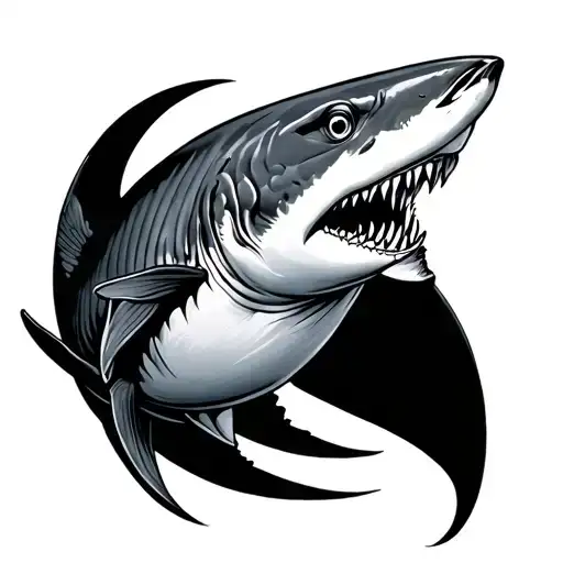 Shark Tattoo Around Fish